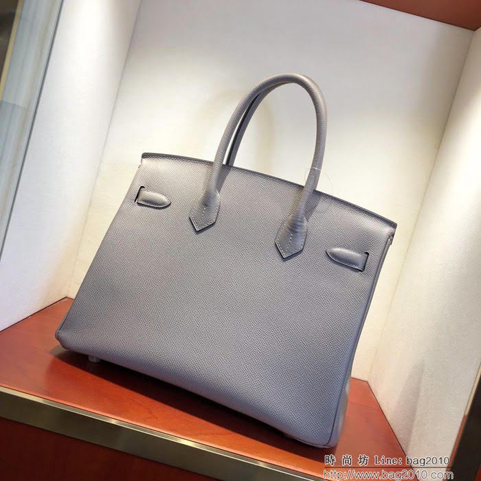 HERMES愛馬仕 鉑金包 Birkin 30cm Epsom M8 Gris Asphalte 瀝青灰 公路灰 金扣 頂級工藝 純手縫蠟線 時尚手提包  Ama1211